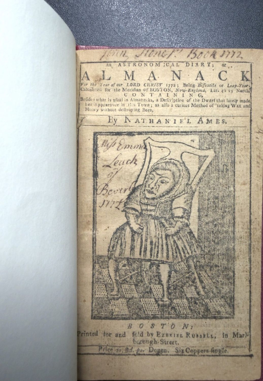Nathaniel Ames, An Astronomical Diary, or Almanack for the Year 1772, with three engravings by Paul Revere