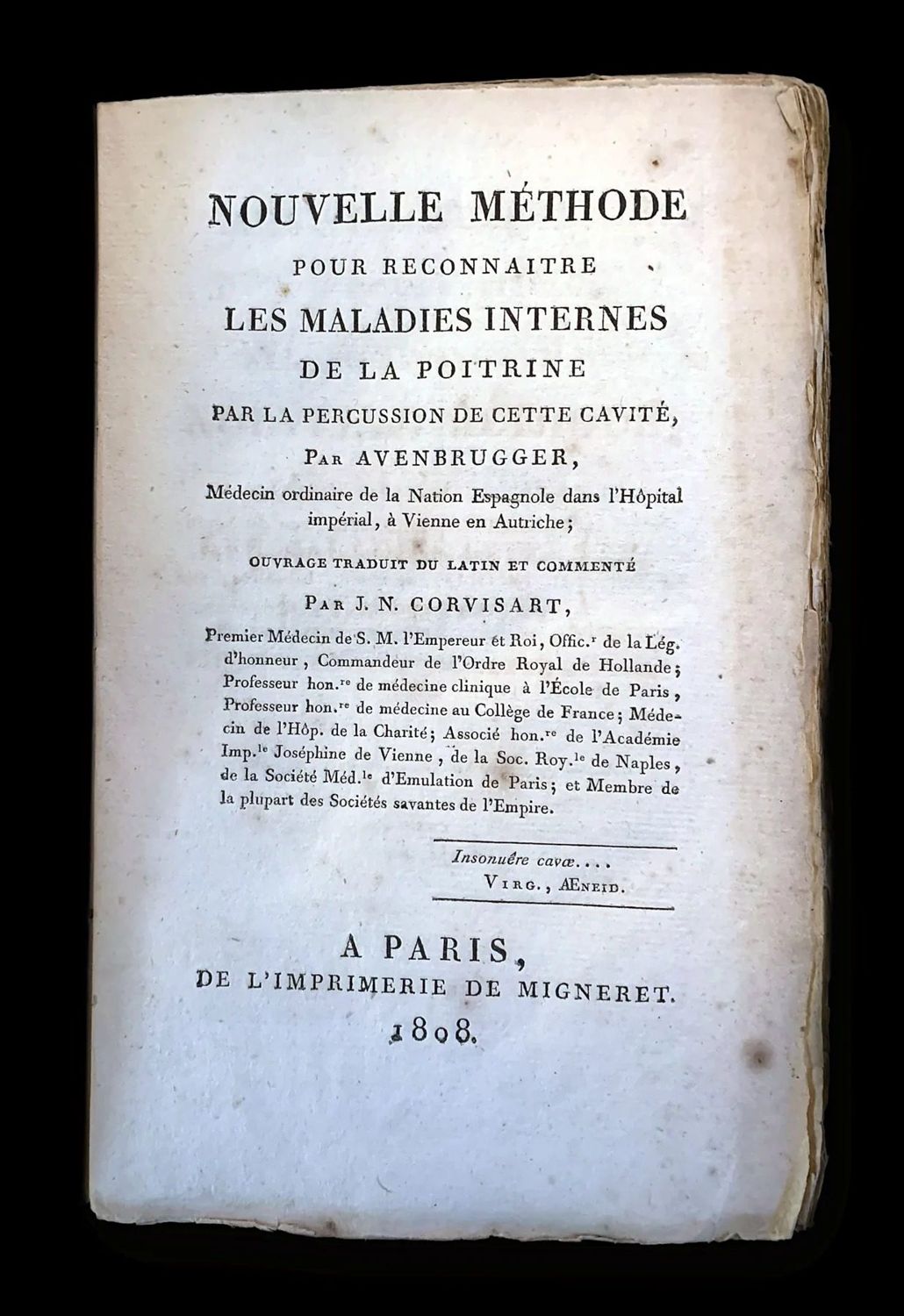 Auenbrugger and Corvisart, Nouvelle Methode pour reconnaitre les maladies internes de la Poitrine, Paris 1808
