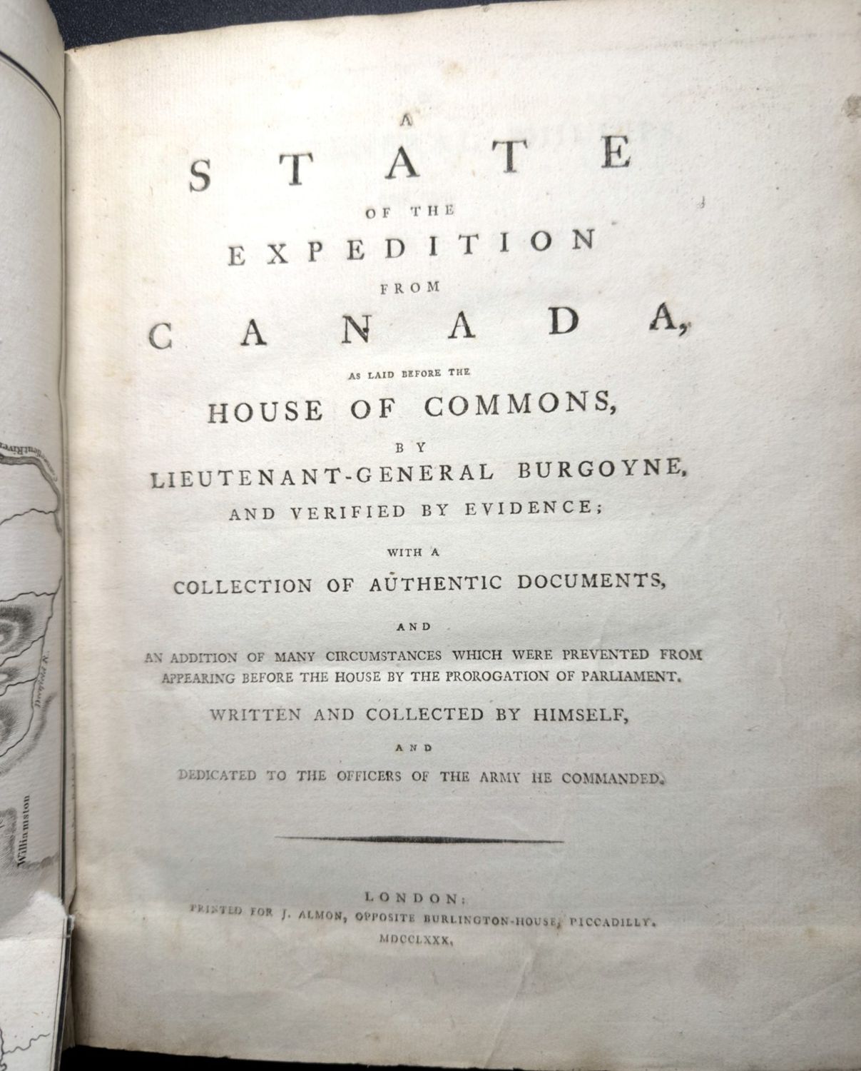 Burgoyne, A State of the Expedition from Canada, as Laid Before the House of Commons