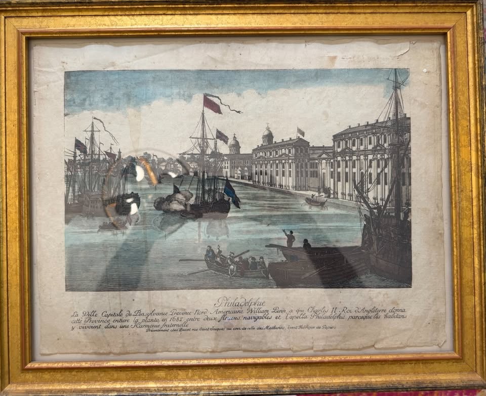 Philadelphie, a hand-coloured French vue d'optique published by Basset, Paris