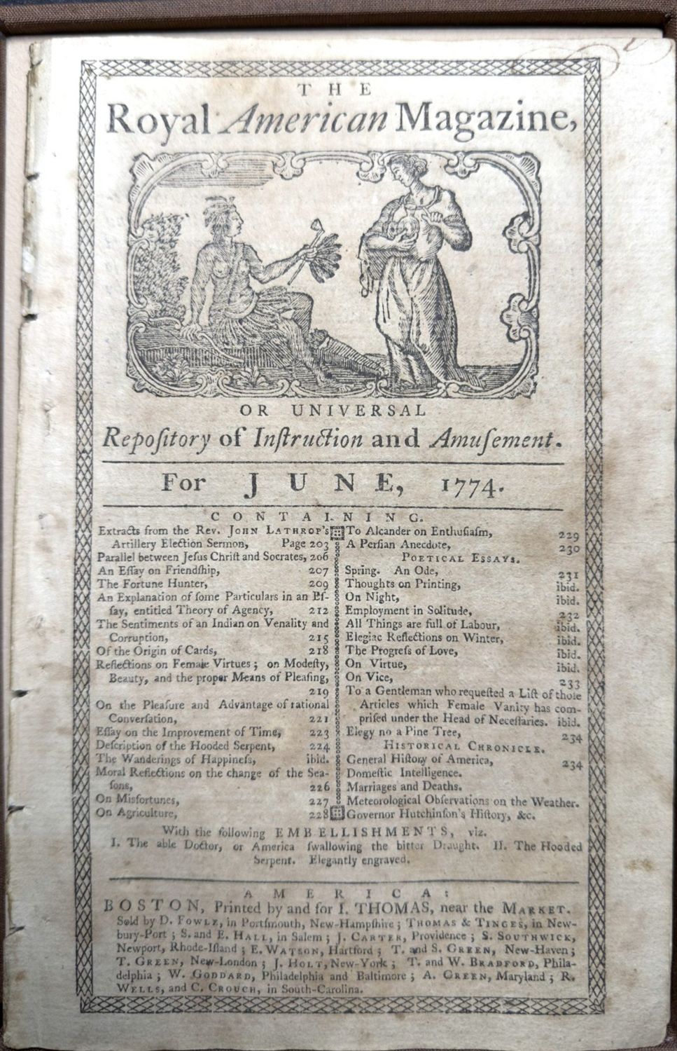 The Royal American Magazine, or Universal Repository of Instruction and Amusement, for June 1774