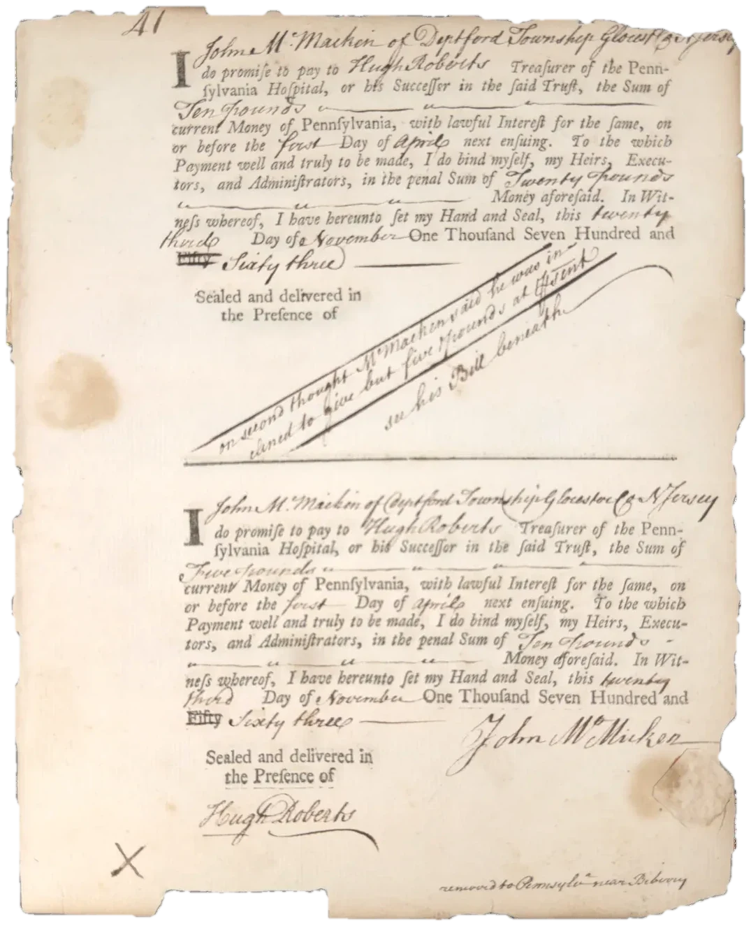 John McMackin changes his mind, 23 November 1763