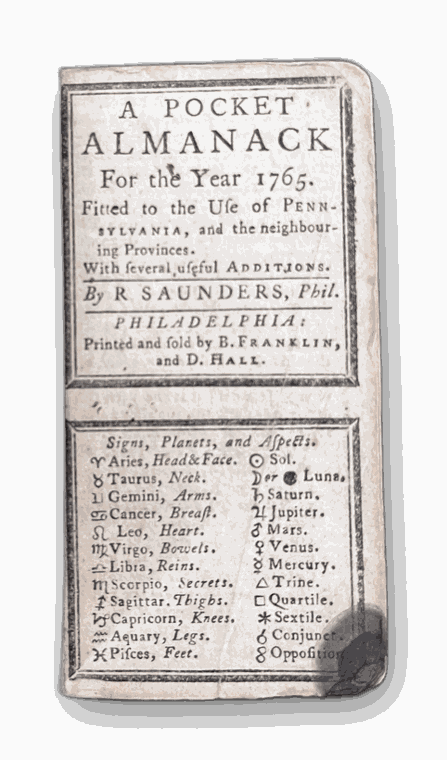 Pocket Almanac for the Year 1765.
