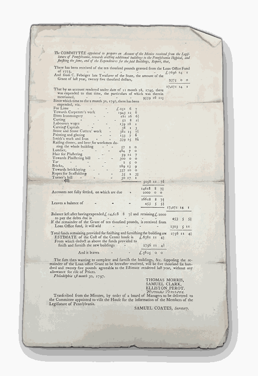 Pennsylvania Hospital Ledger