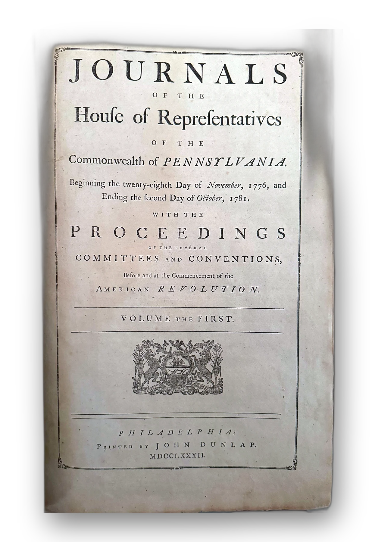 Journals of the House of Representatives of the Commonwealth of Pennsylvania