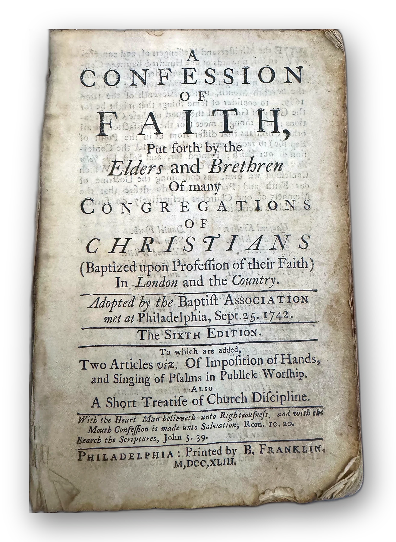 A Confession of Faith, with A Short Treatise of Church Discipline