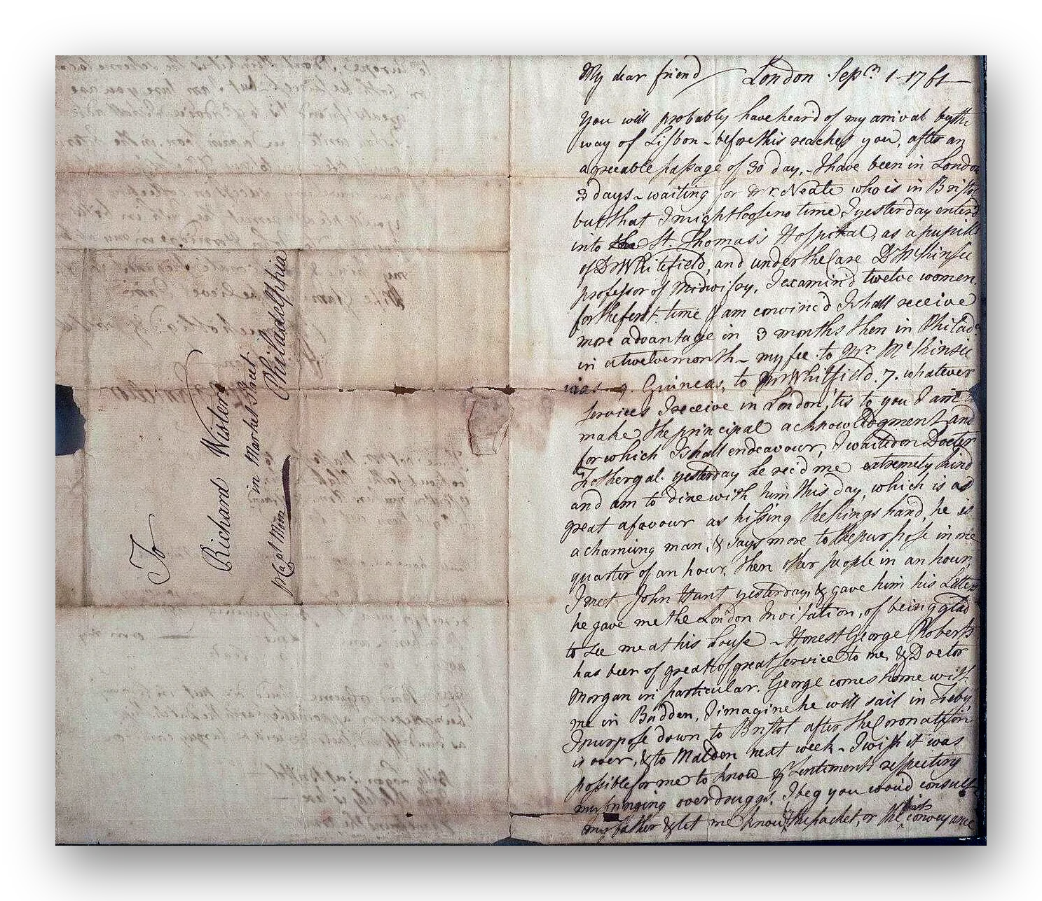 Dr. William Chancellor to Richard Wister, 1 September 1761