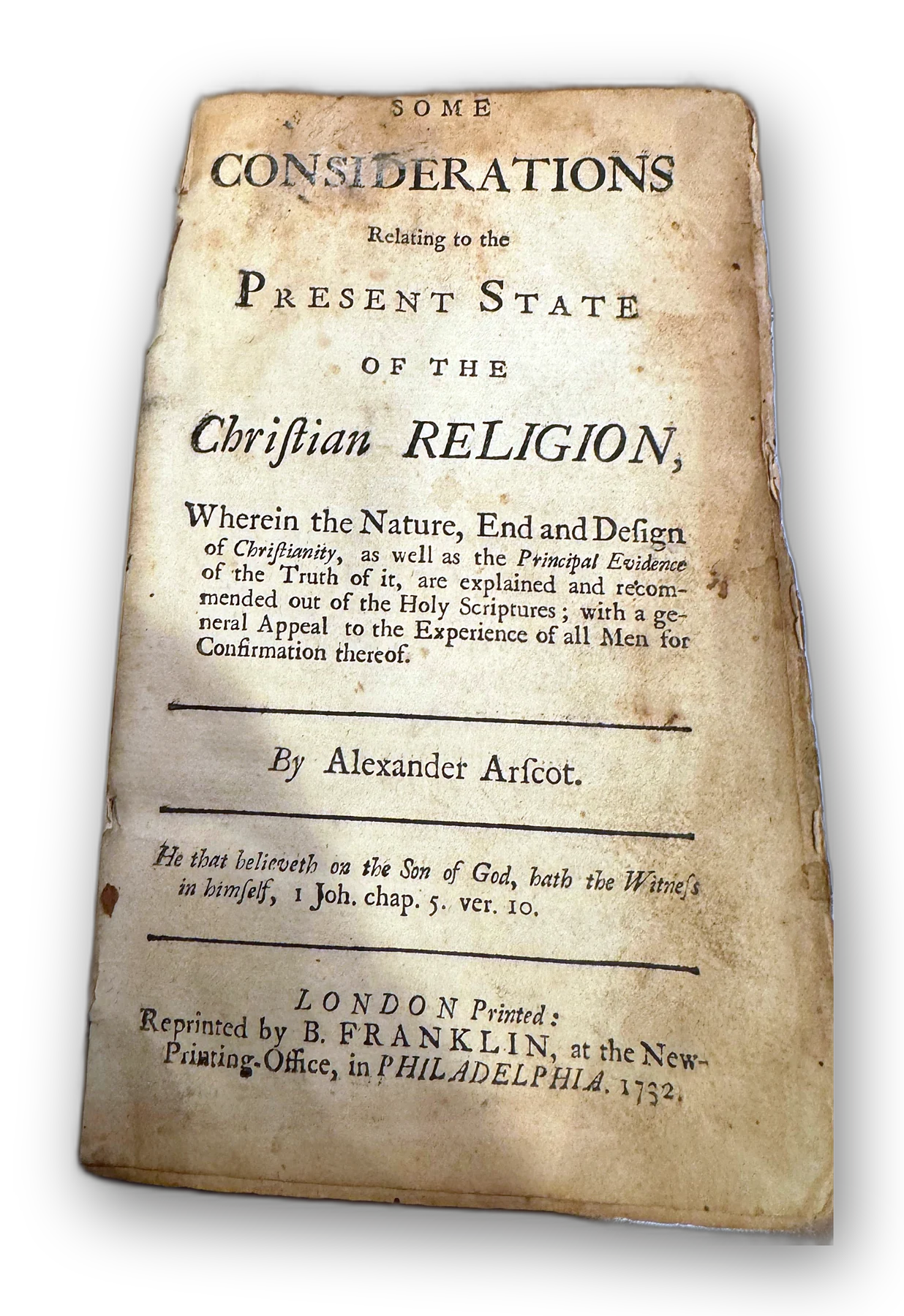 Alexander Arscott, Some Considerations Relating to the Present State of the Christian Religion