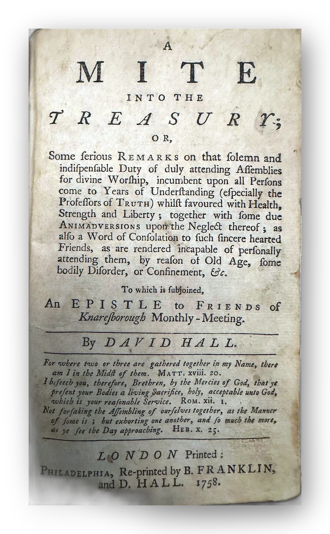 A Mite into the Treasury