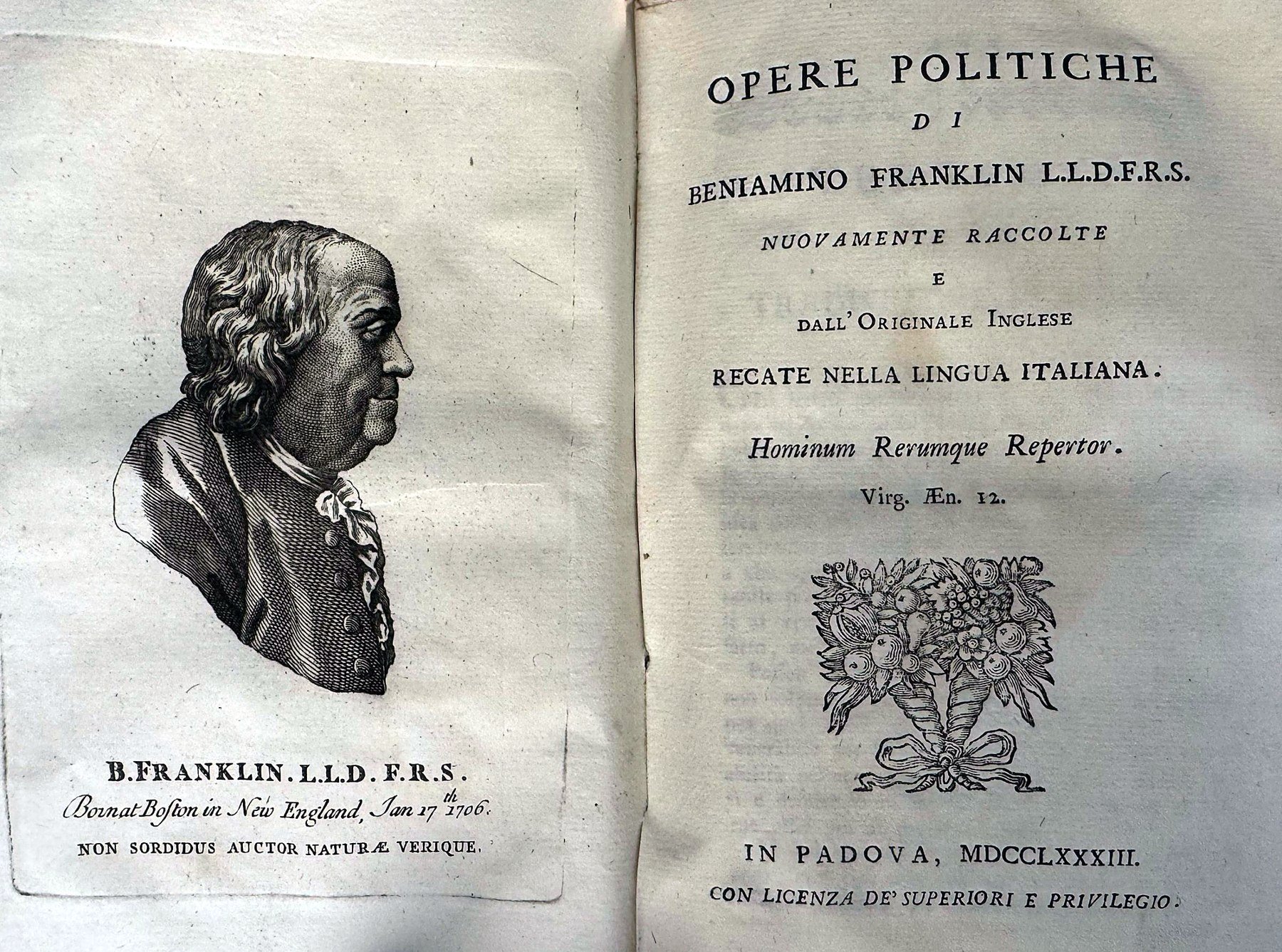 Opere Politiche: Franklin's political writings in Italian