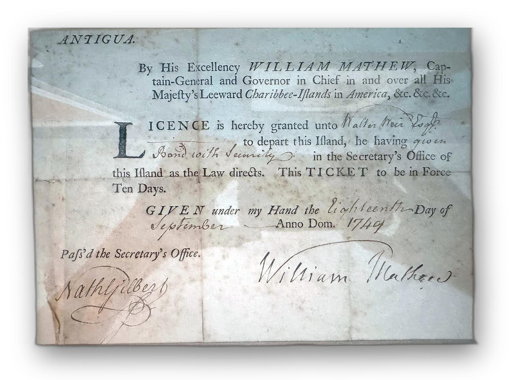 A printing from Franklin's press in Antigua