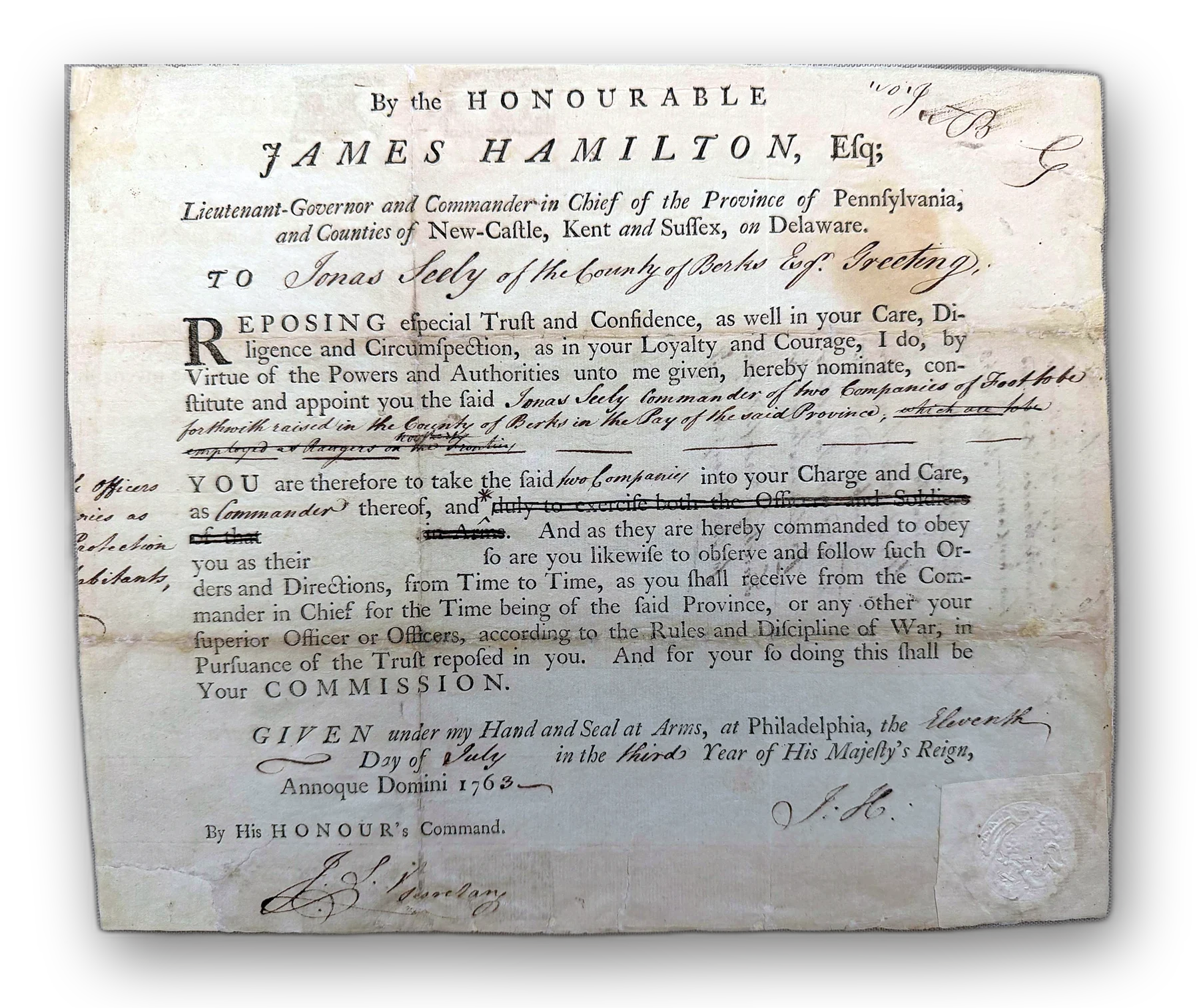By the Honourable James Hamilton: a proclamation form