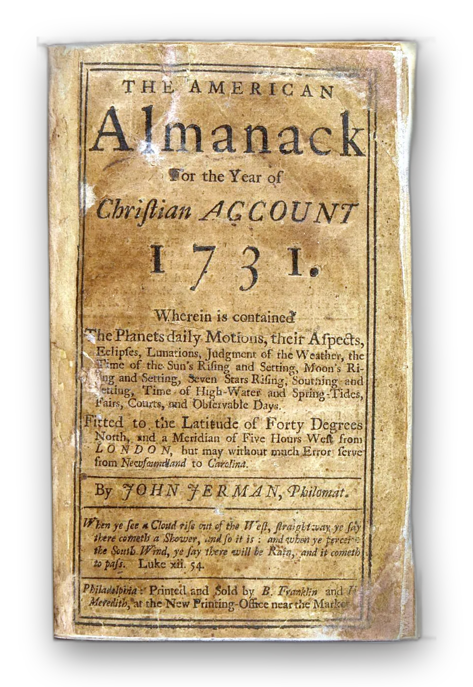 John Jerman, The American Almanack for the Year 1731