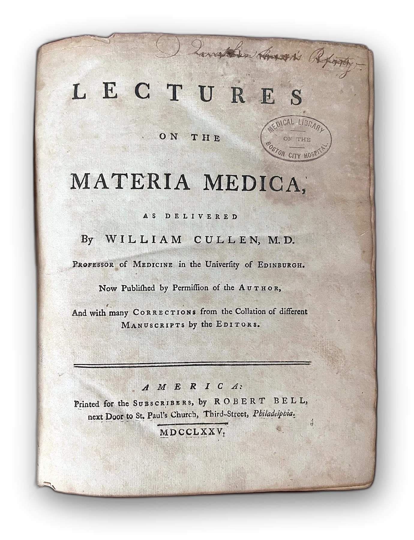 William Cullen, Lectures on the Materia Medica