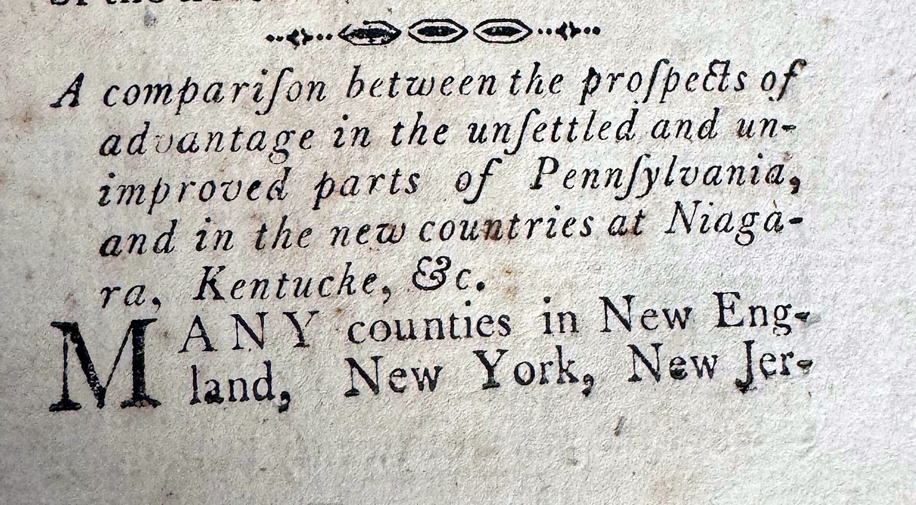 A Comparison Between the Prospects of Advantage in the Unsettled and Unimproved Parts of Pennsylvania/