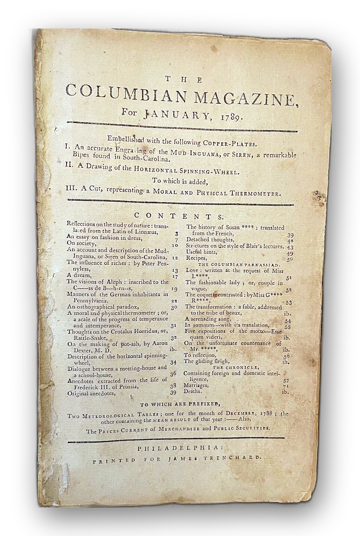 Account of the Manners of the German Inhabitants of Pennsylvania