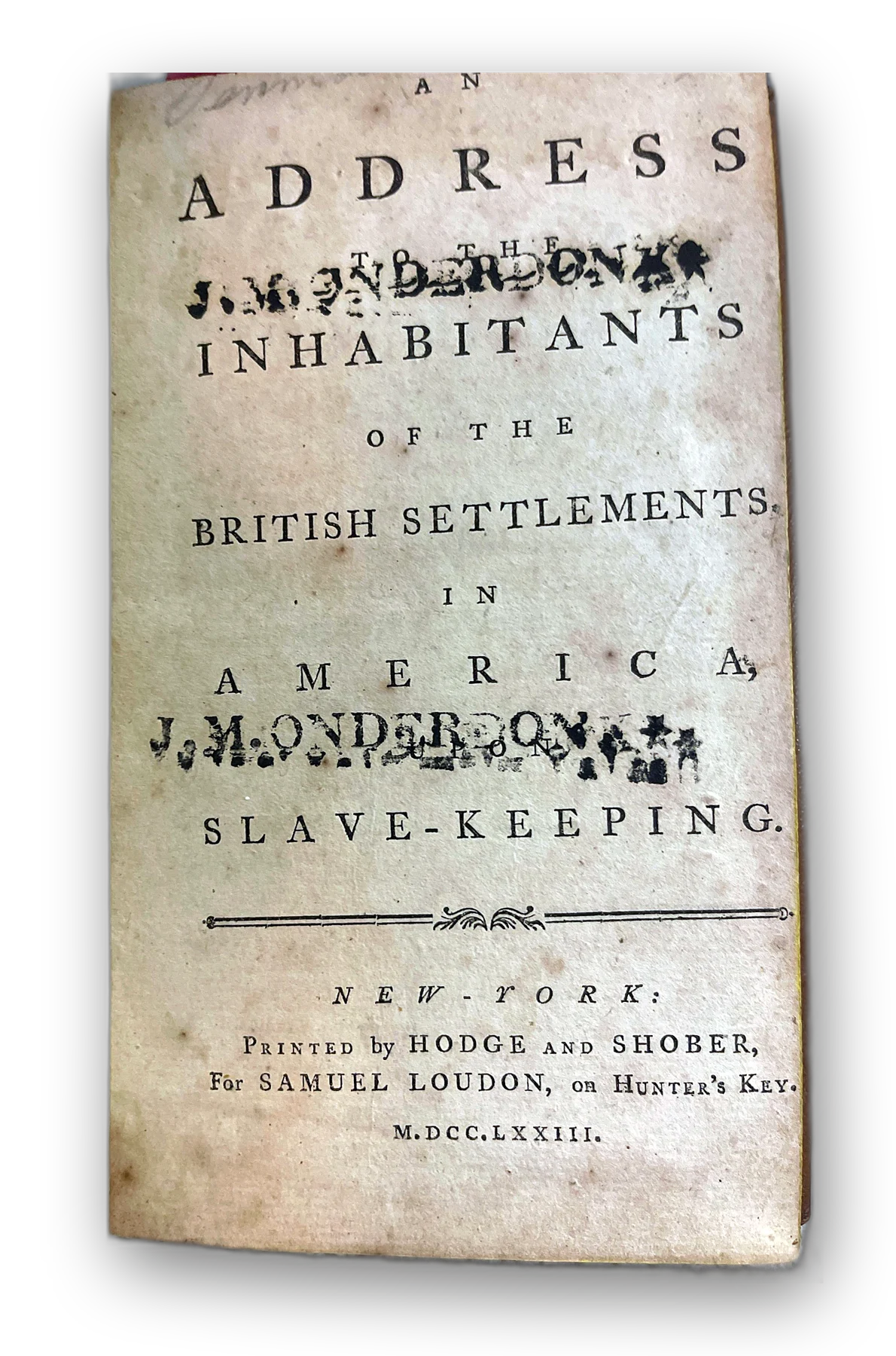 An Address to the Inhabitants of the British Settlements in America upon Slave Keeping