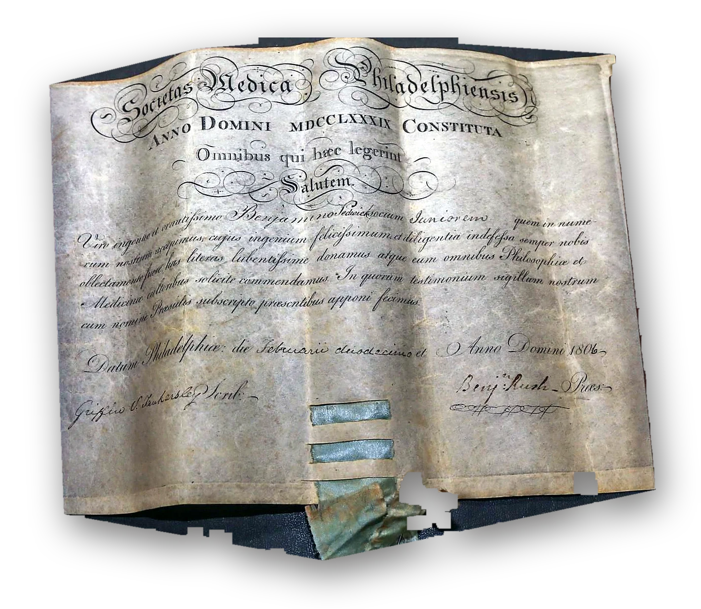 Philadelphia Medical Society, certificate of junior fellowship