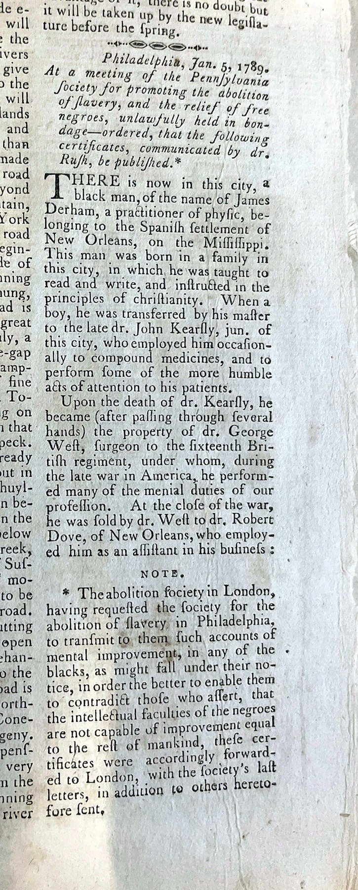 Benjamin Rush, An Account of a Negro Physician