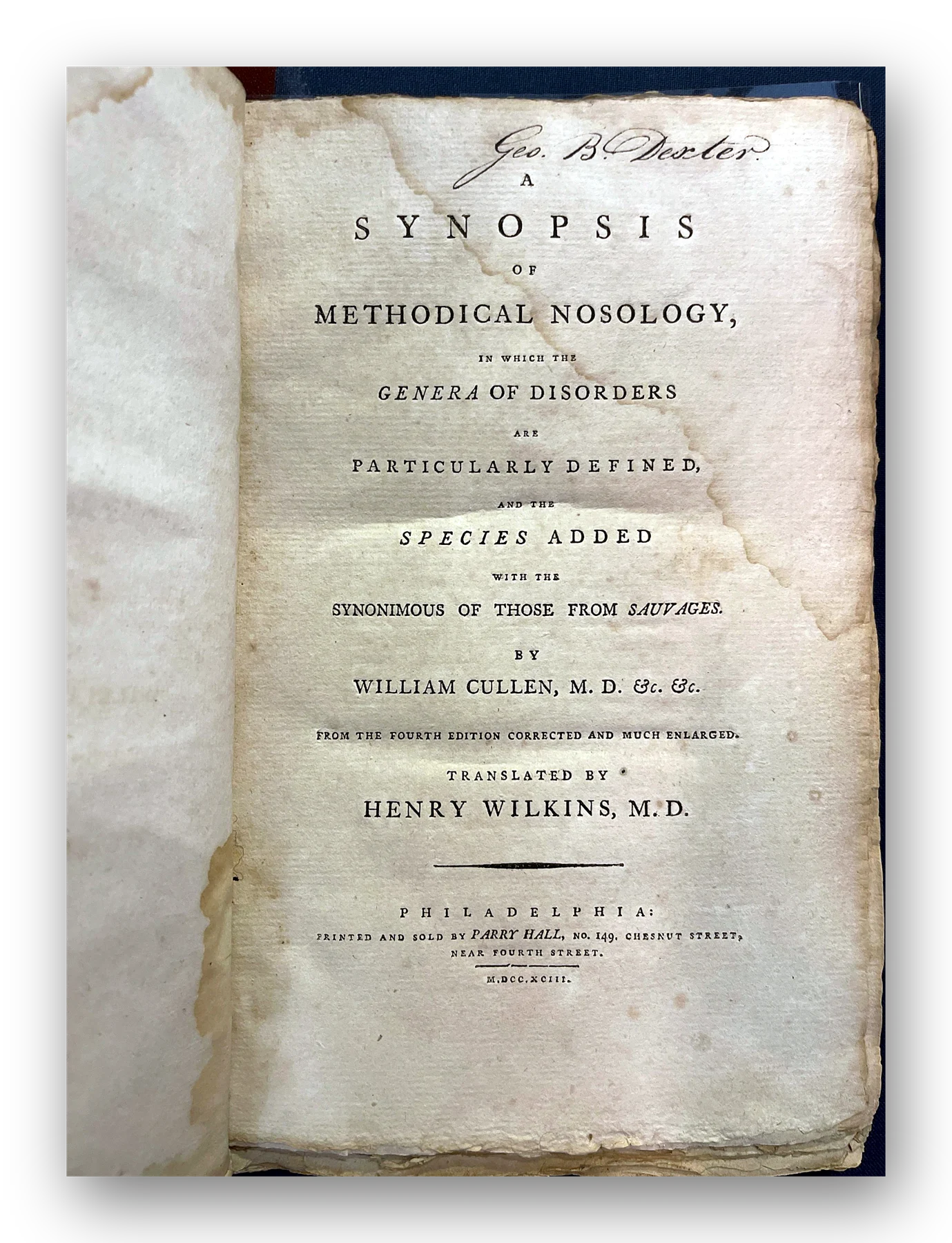 A Synopsis of Methodical Nosology