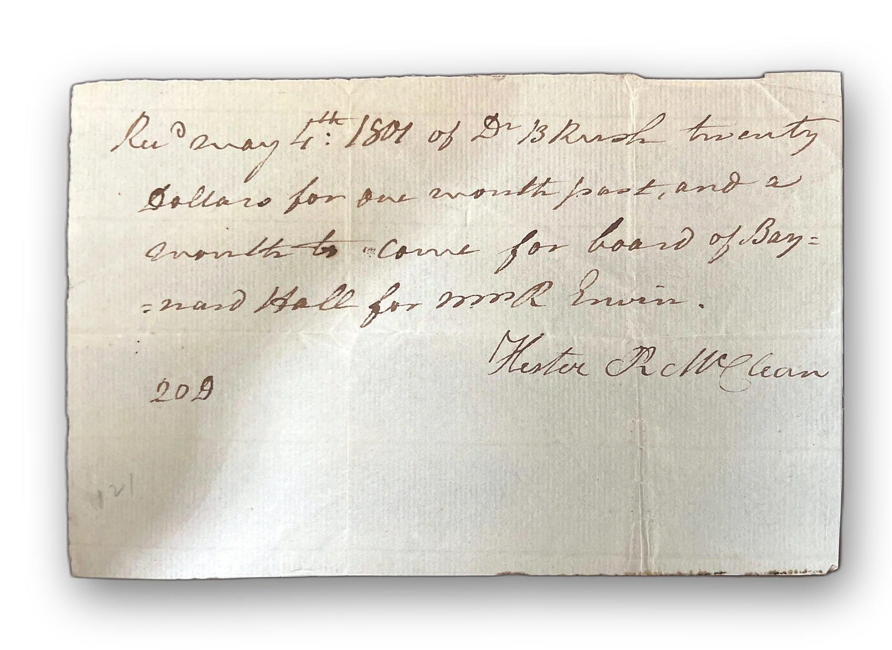 Autograph document signed by Benjamin Rush