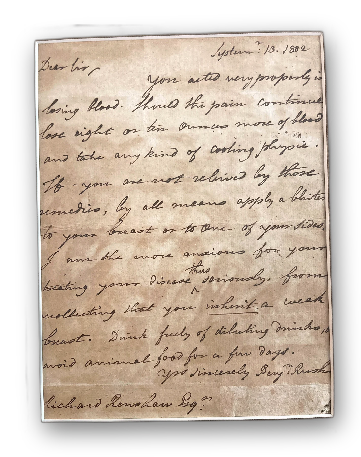 Benjamin Rush, autograph letter signed