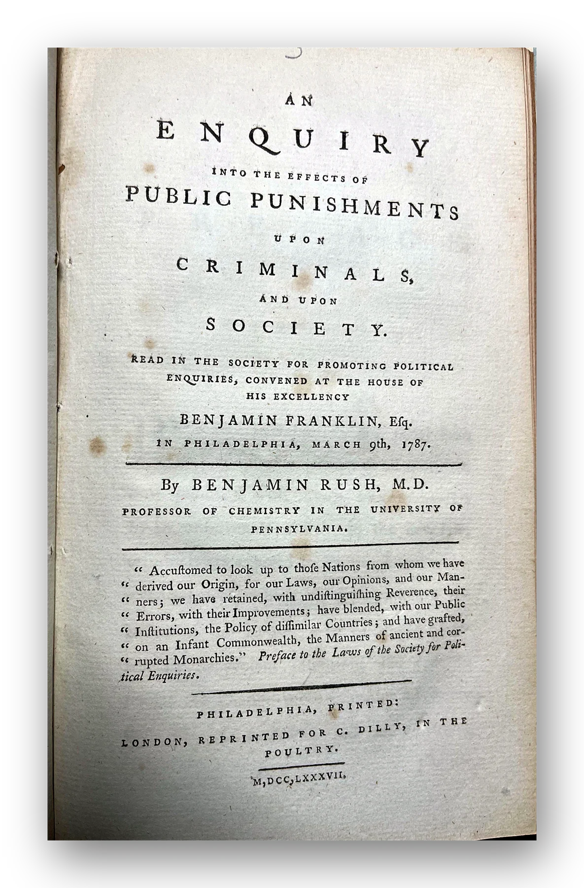 An Enquiry Into the Effects of Public Punishments upon Criminals