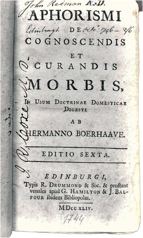 Boerhaave, Aphorismi de Cognoscendis et Curandis Morbis