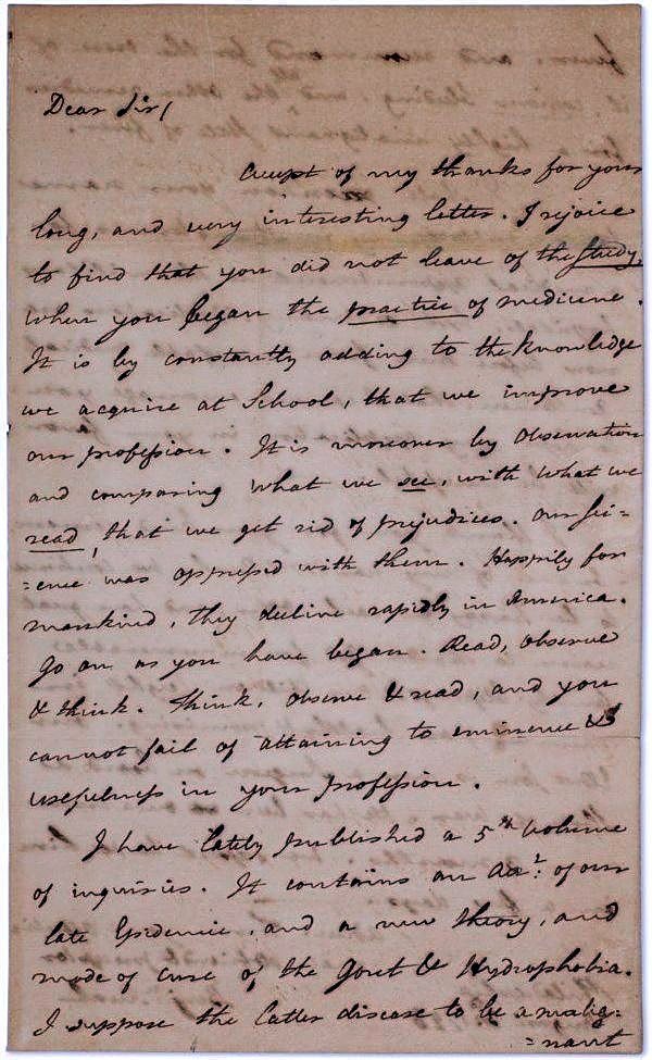 Benjamin Rush, autograph letter signed, August 2, 1798