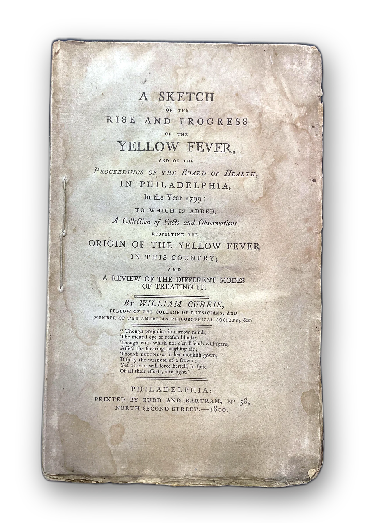 A Sketch of the Rise and Progress of the Yellow Fever, and of the Proceedings of the Board of Health, in Philadelphia, in the Year 1799