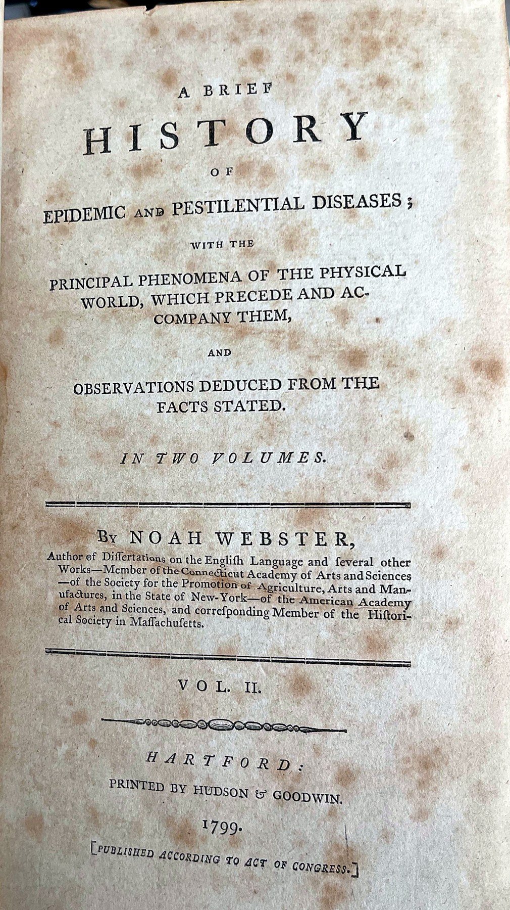 A brief history of epidemic and pestilential diseases;