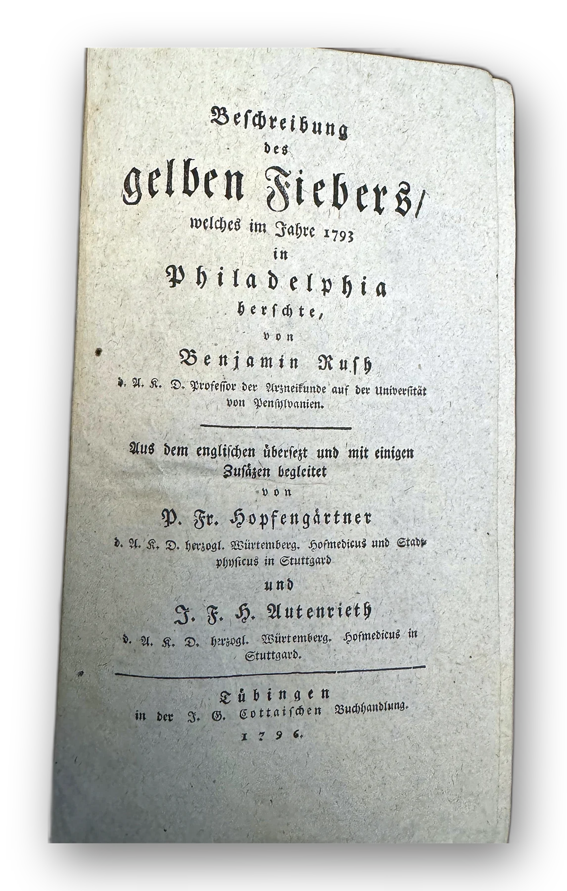 Beschreibung des Gelben Fiebers
