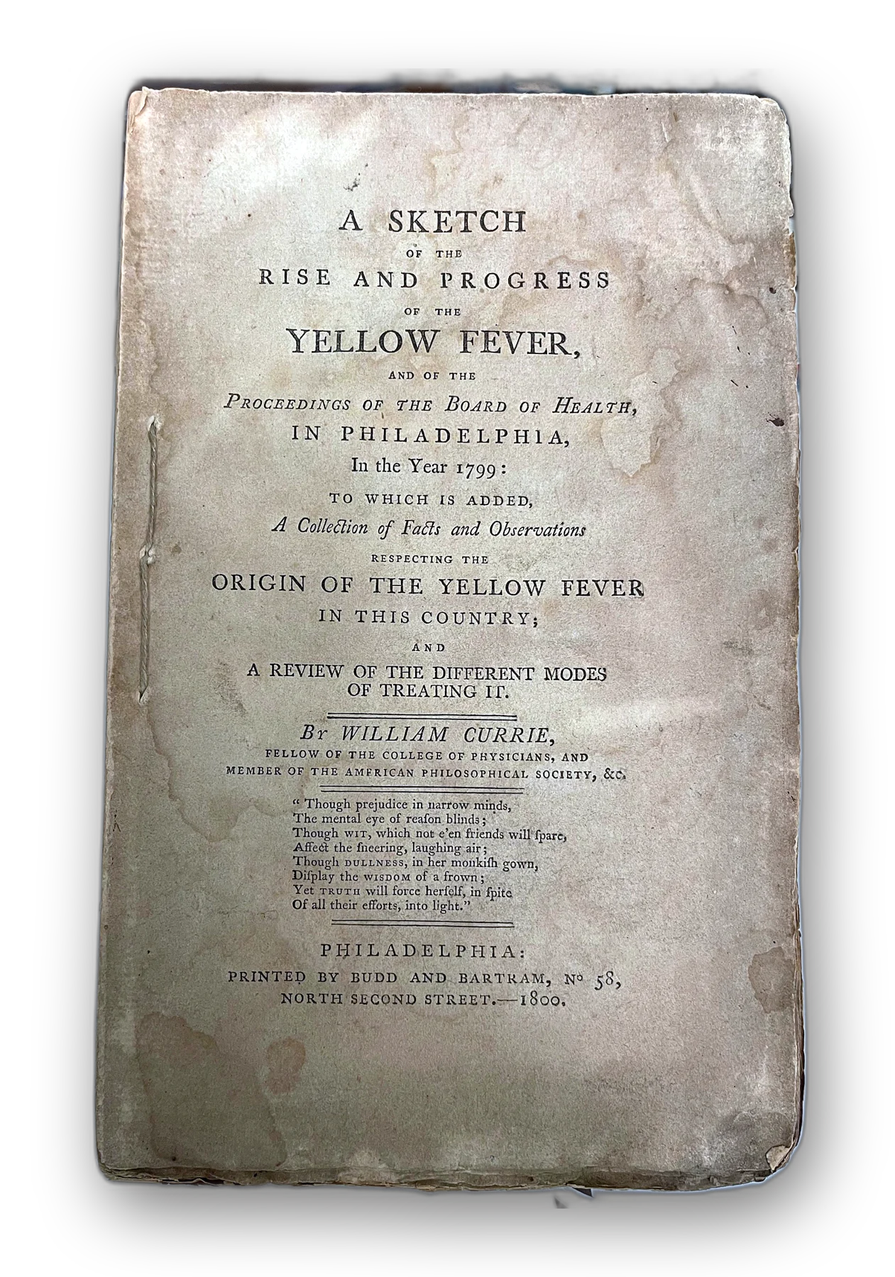 William Currie, A Treatise on the Synochus Icteroides