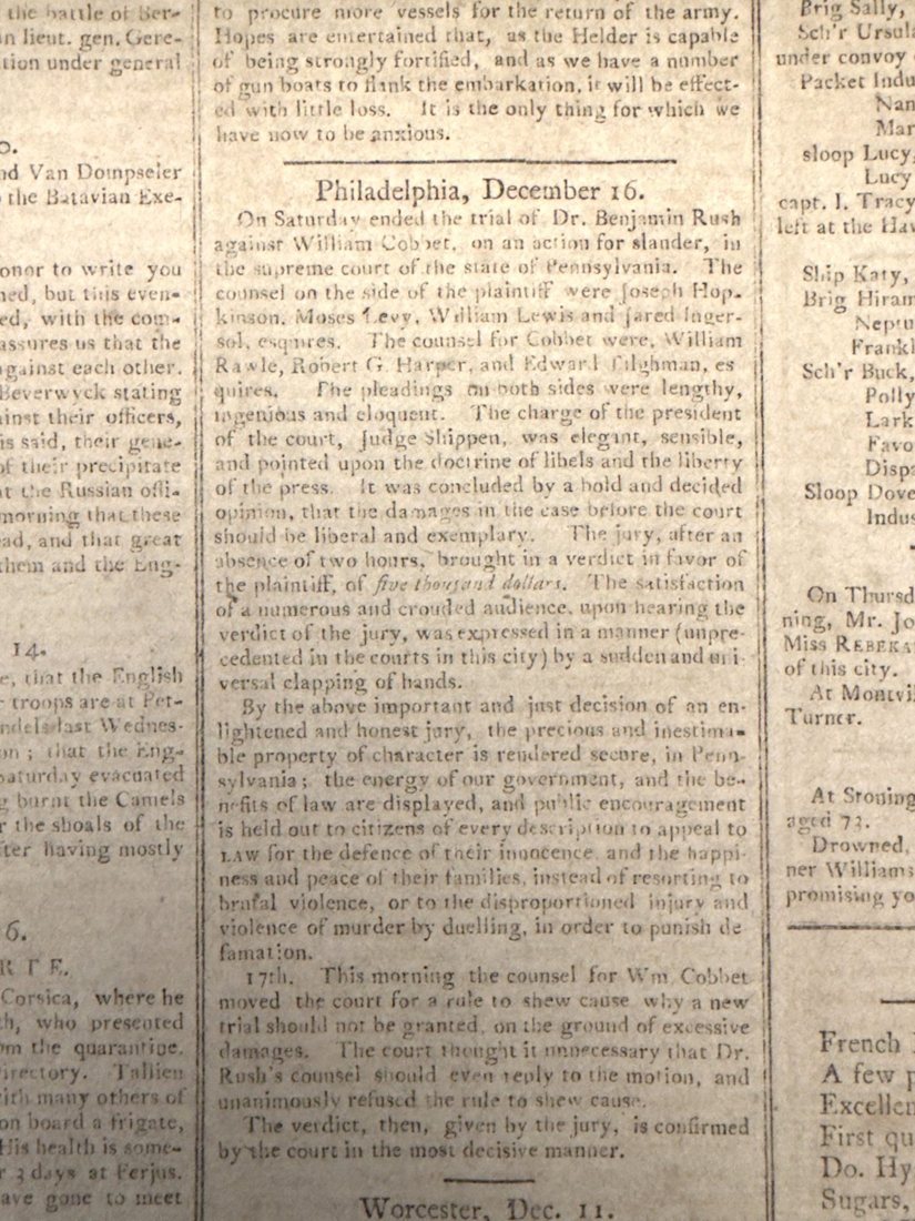 The Bee, 25 December 1799: the verdict