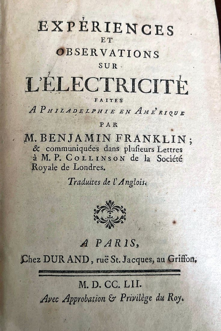 Expériences et Observations sur l'Électricité faites à Philadelphie en Amérique