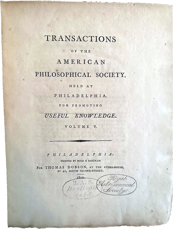 Transactions of the American Philosophical Society, volume five