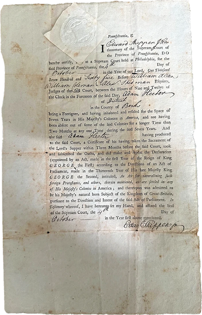 Certificate of naturalization and oath of allegiance