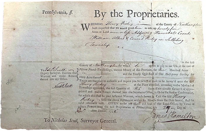 By the Proprietaries: a surveyor's warrant to Nicholas Scull
