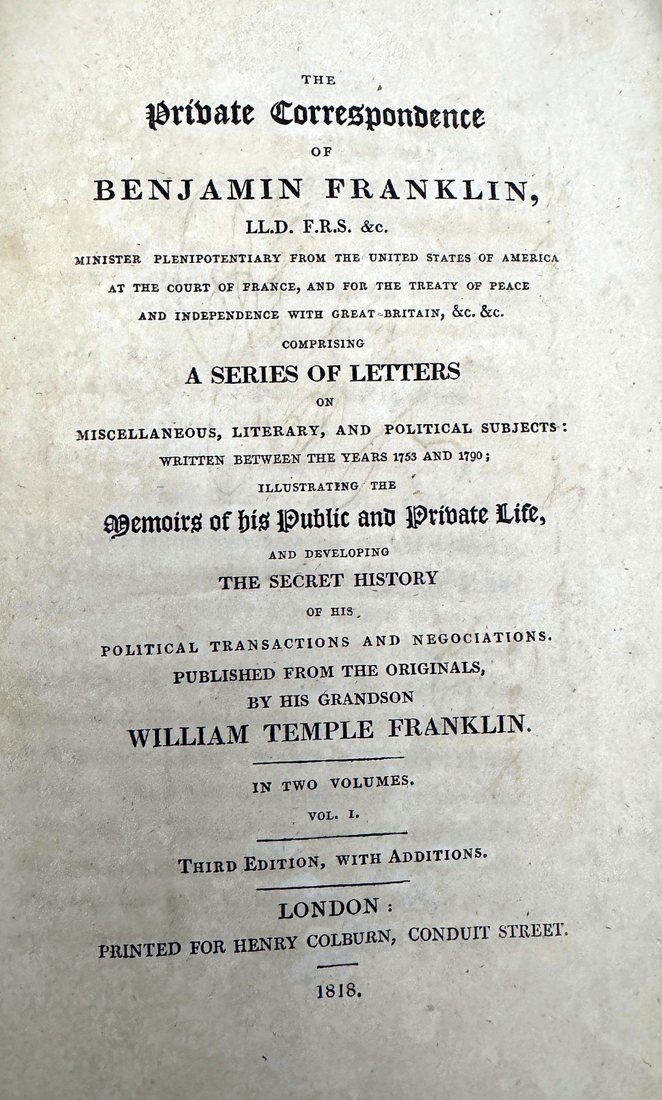 The Private Correspondence of Benjamin Franklin