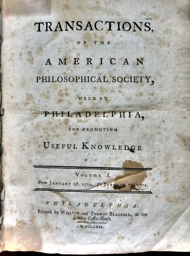 Transactions of the American Philosophical Society, volume one