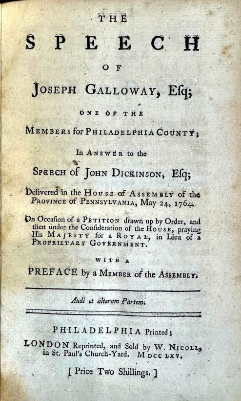 Joseph Galloway, The Speech of Joseph Galloway, Esq.