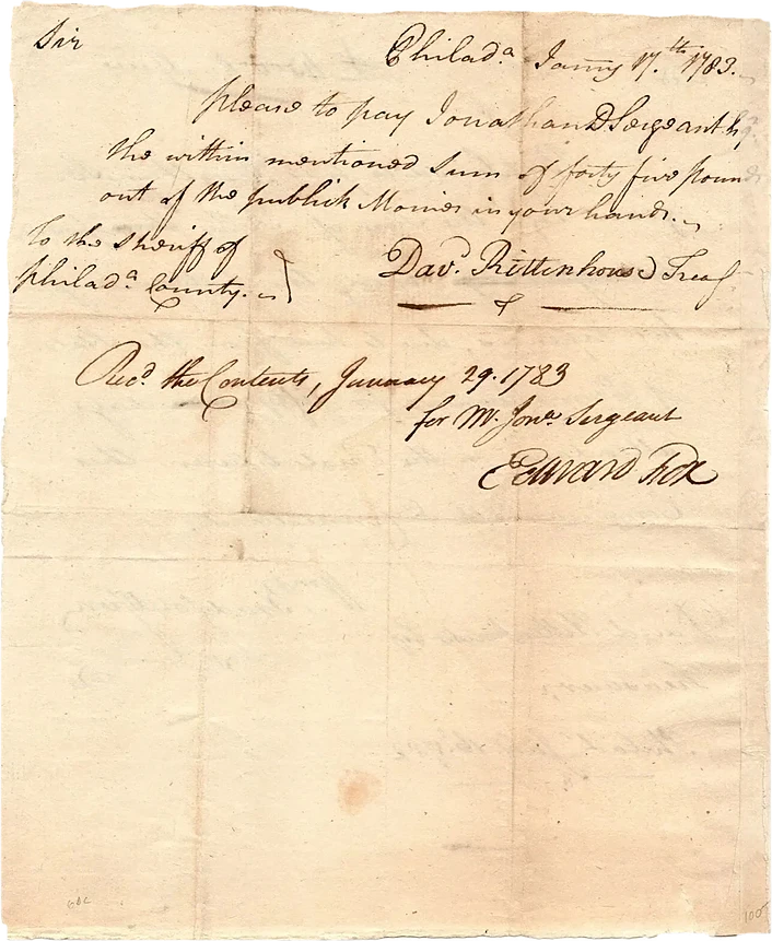 David Rittenhouse's Order on the Treasury