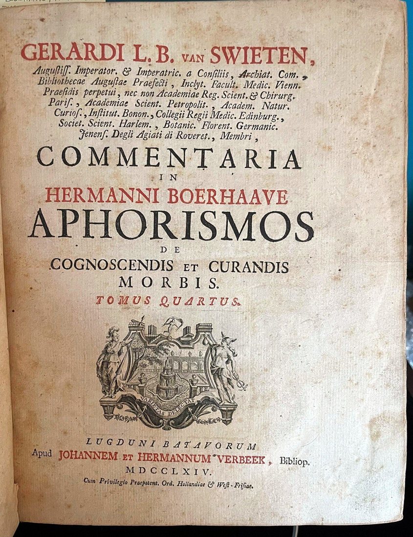 Van Swieten, Commentaria in Hermanni Boerhaave Aphorismos: Rush's copy