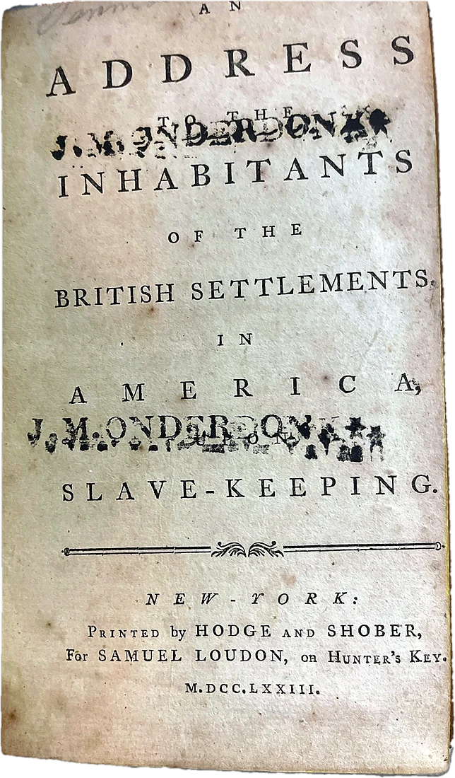An Address to the Inhabitants of the British Settlements in America upon Slave Keeping