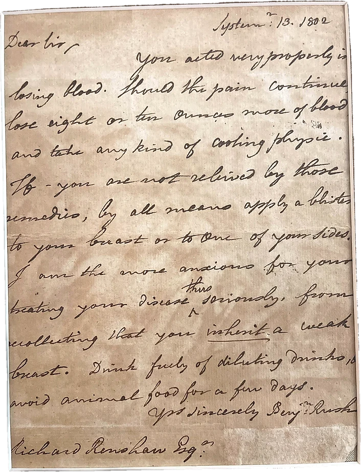 Benjamin Rush, autograph letter signed