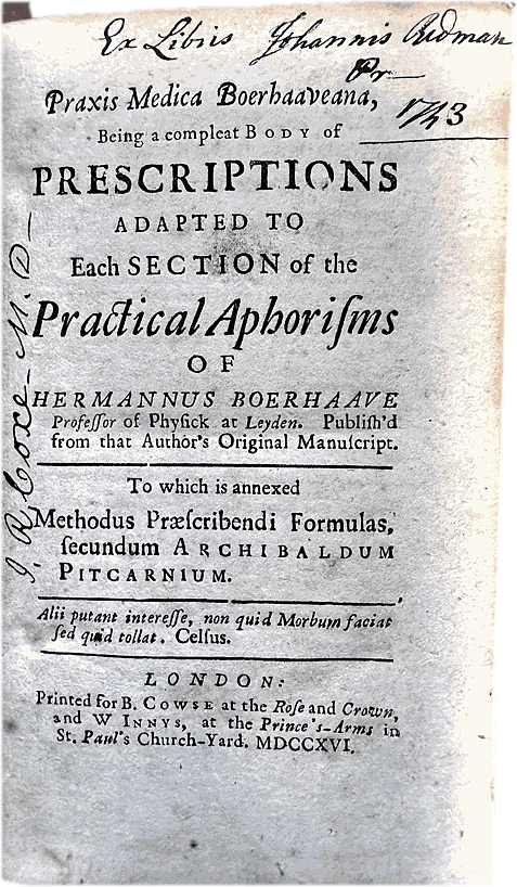 Boerhaave, Praxis Medica Boerhaaveana