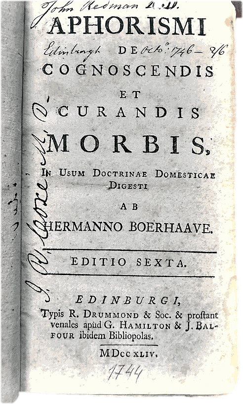 Boerhaave, Aphorismi de Cognoscendis et Curandis Morbis