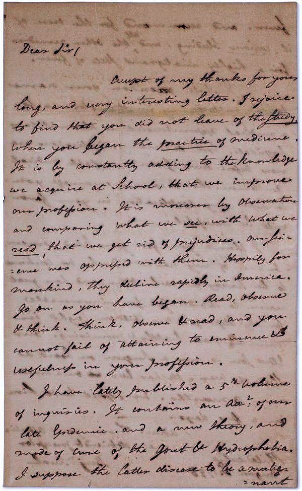 Benjamin Rush, autograph letter signed, August 2, 1798