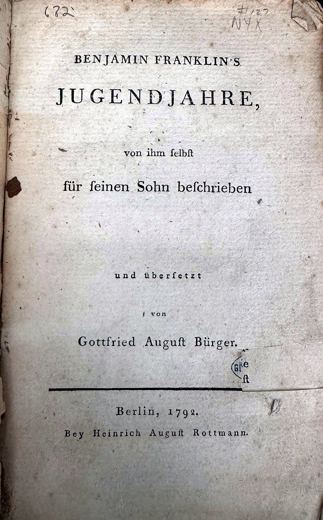 Benjamin Franklin Life, First German edition