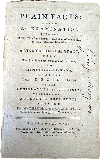 Samuel Wharton, Plain Facts: an Examination into the Rights of the Indian Nations